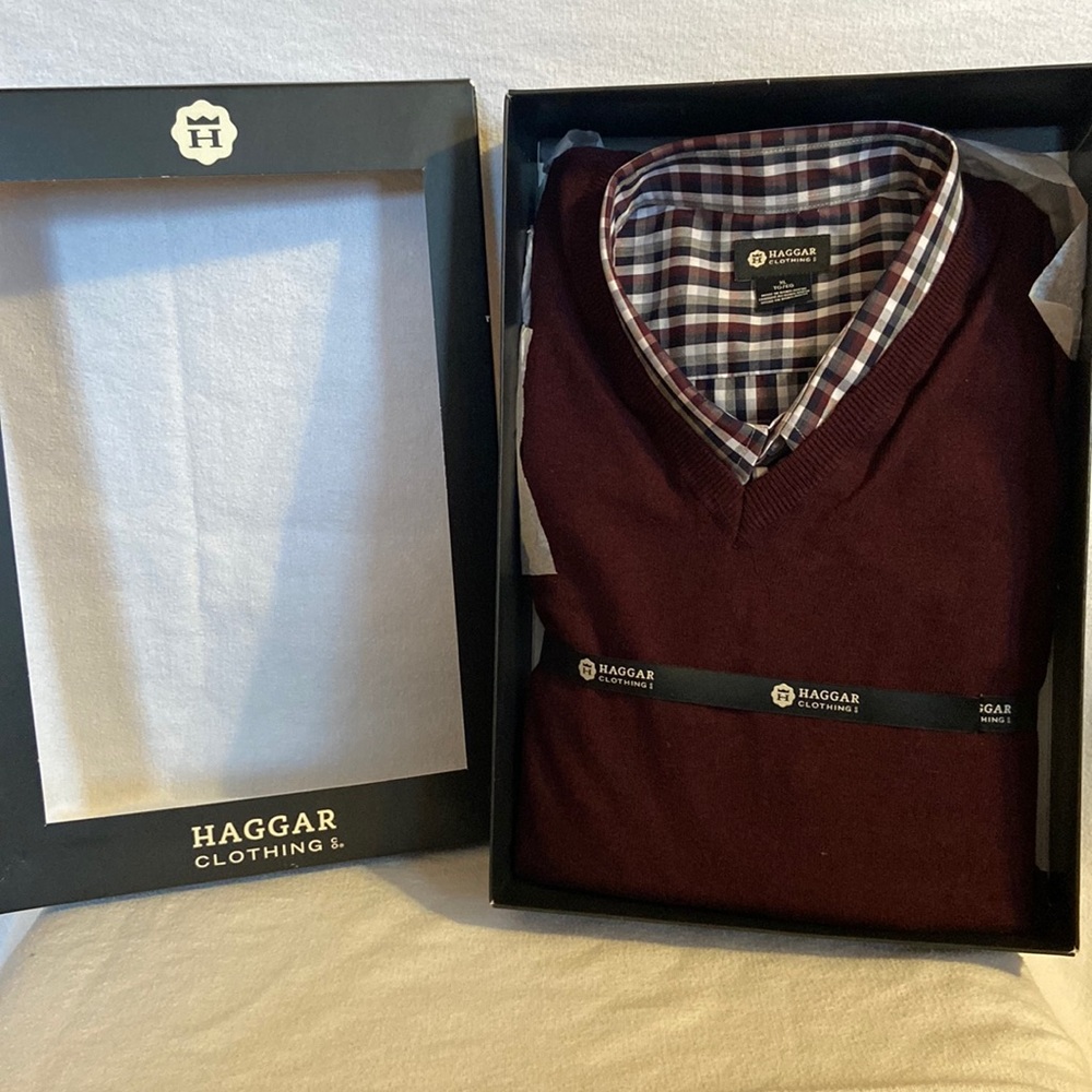 Mens sweater/dress shirt combo